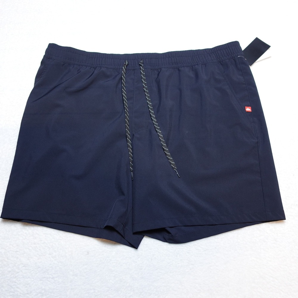 Quiksilver Swim Trunks Men XXL Black Board Shorts Elastic Waist QM14AM001